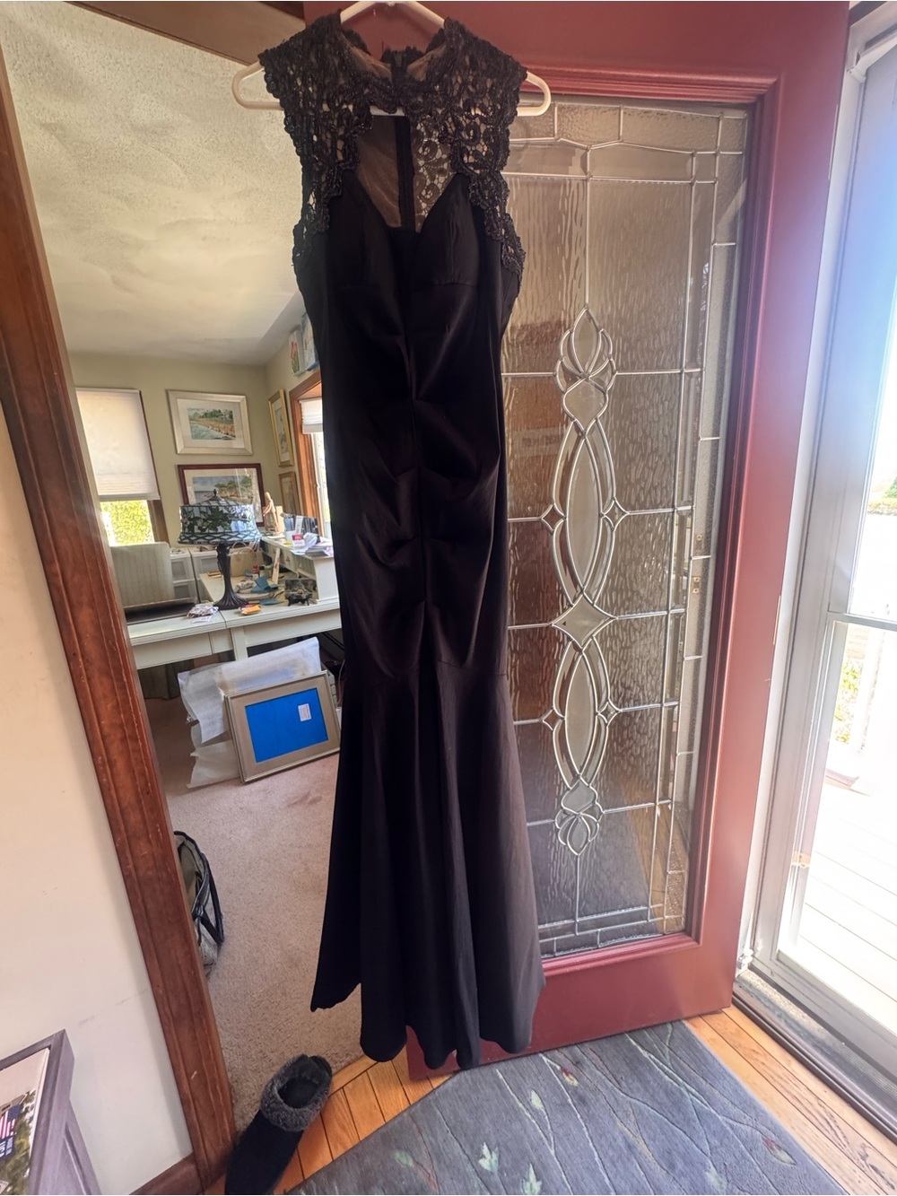 Xscape Black Lace Yoke Maxi Gown